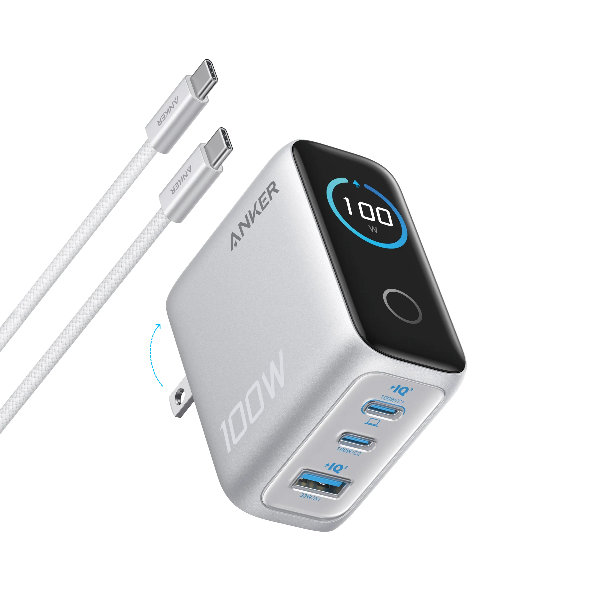 Anker Charger (100W, 3 Ports, Smart Display) - Image 8