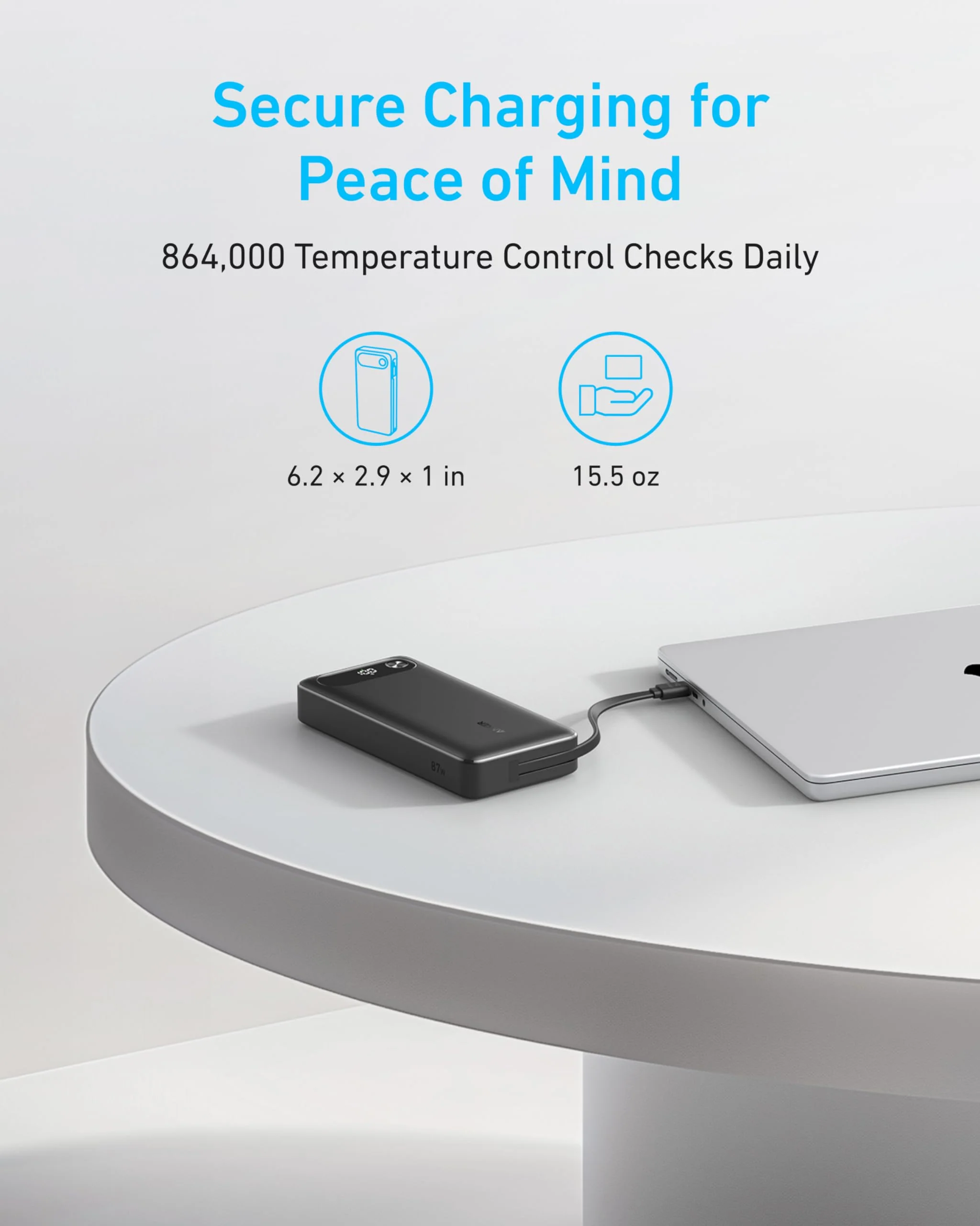 Anker Power Bank (20K, 87W, Built-In USB-C Cable) - Image 13