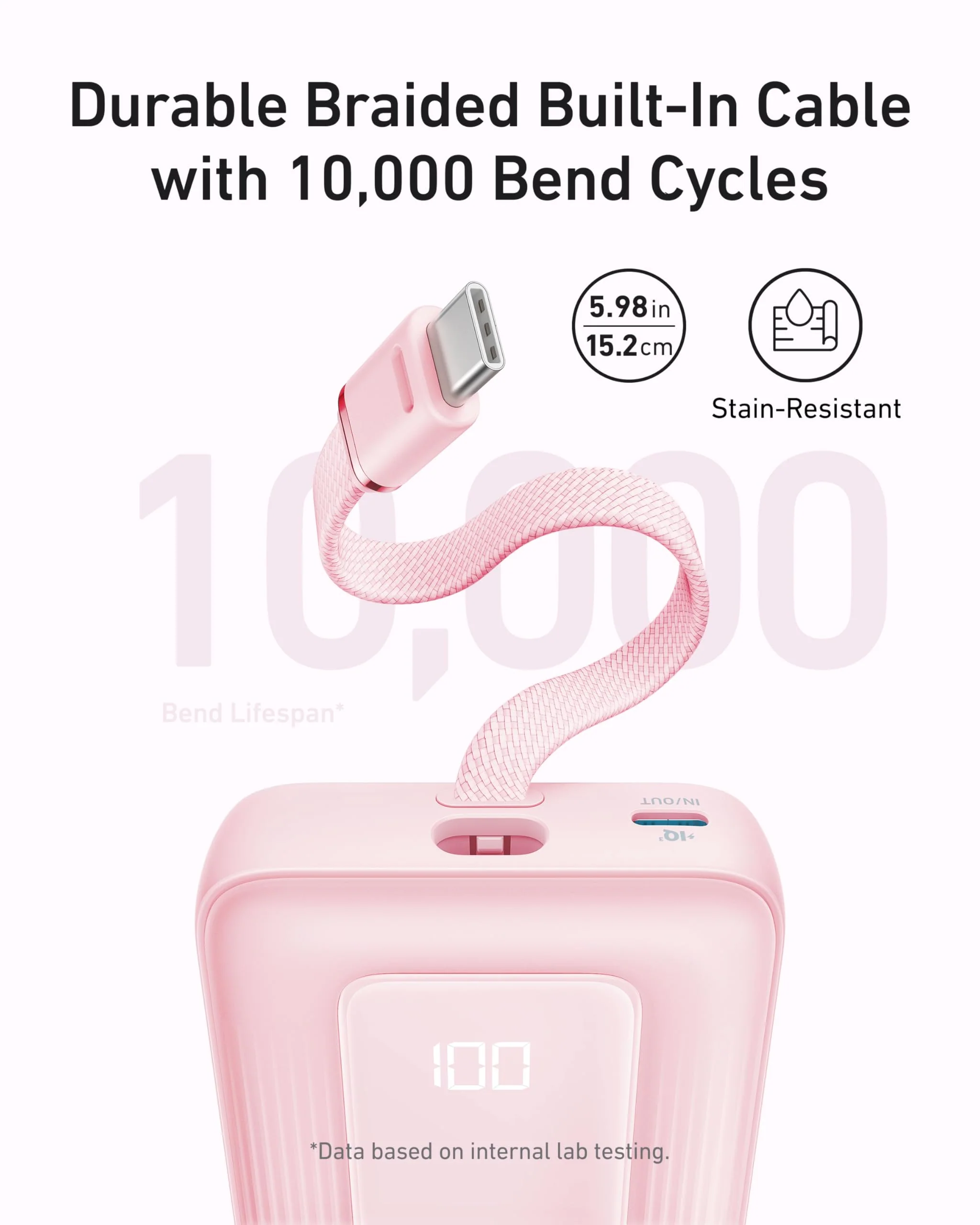 Anker Zolo Power Bank (10K, 30W) with a 5.4-inch (13.7 cm) built-in USB-C cable. - Image 18