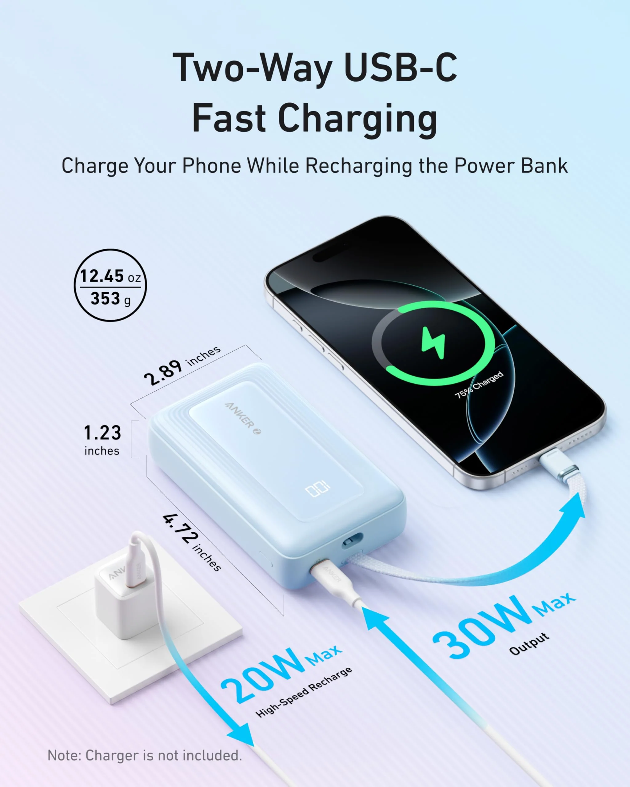 Anker Zolo Power Bank (10K, 30W) with a 5.4-inch (13.7 cm) built-in USB-C cable. - Image 20