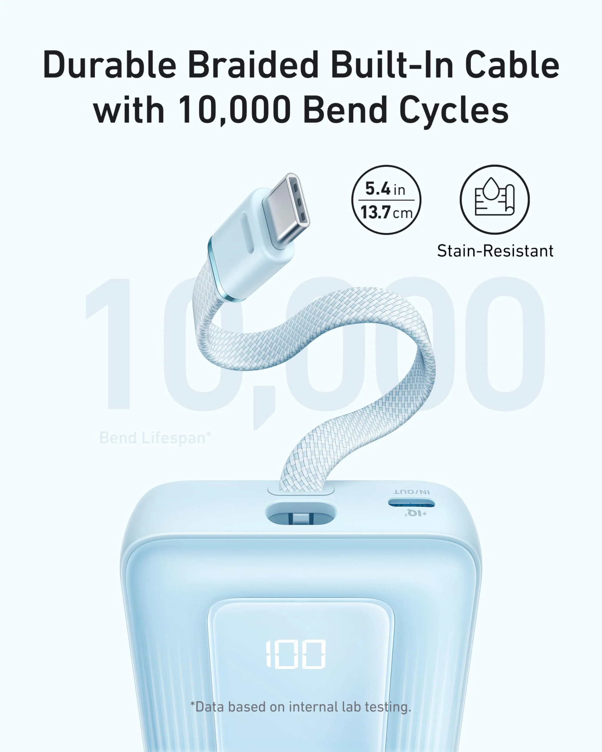 Anker Zolo Power Bank (10K, 30W) with a 5.4-inch (13.7 cm) built-in USB-C cable. - Image 23