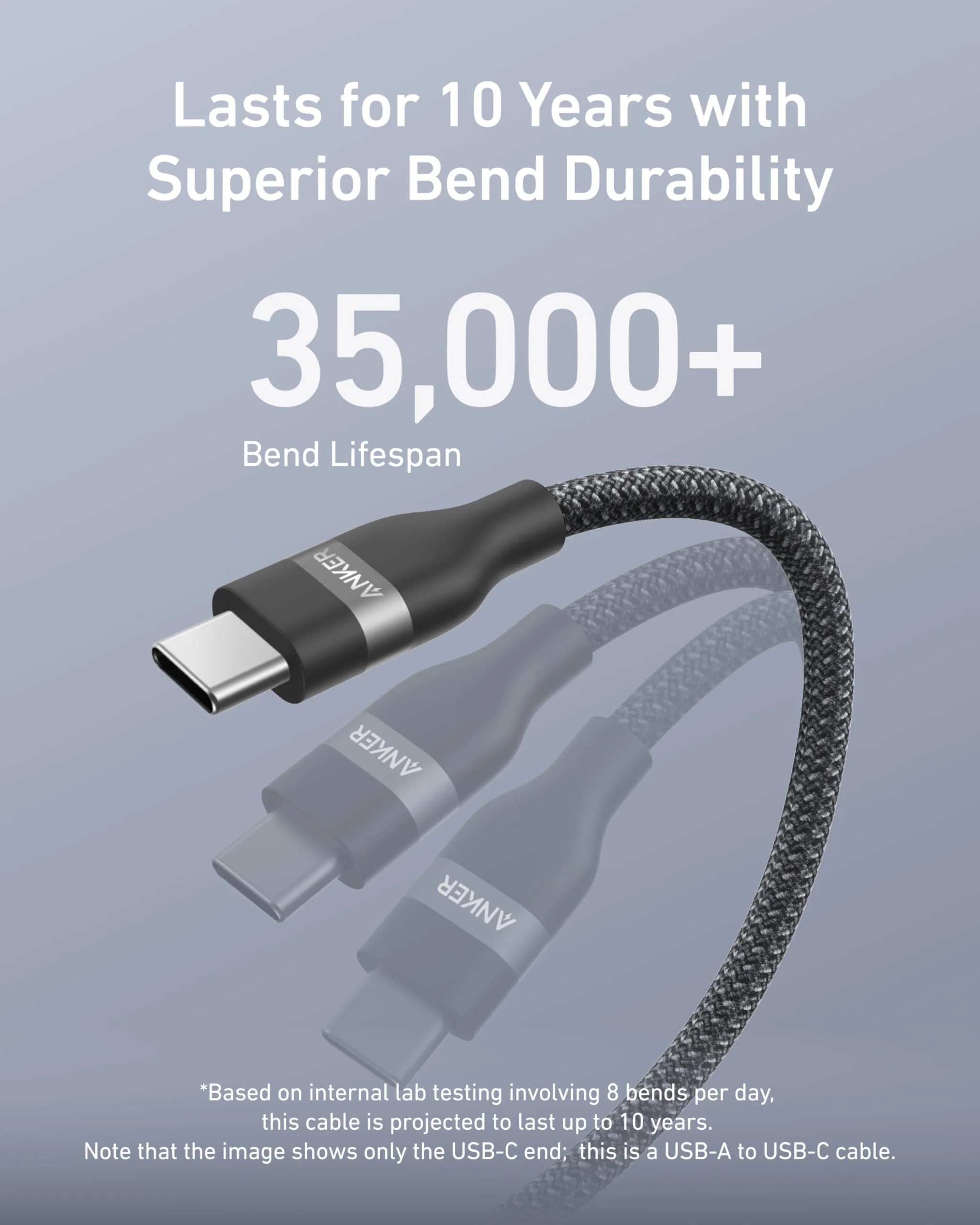 Anker USB-A to USB-C Cable (3 ft/6 ft, Upcycled-Braided) - Image 3