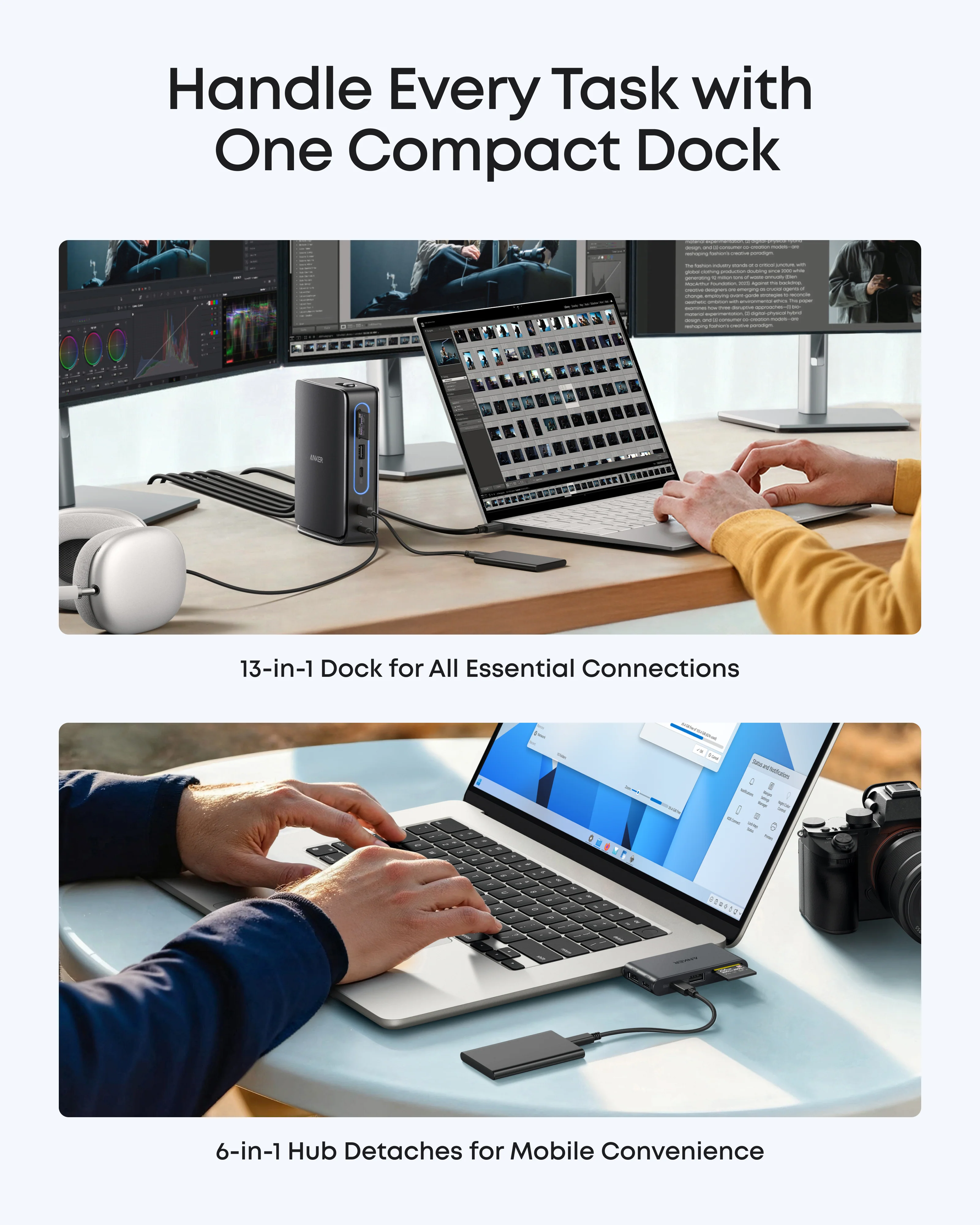 Anker Nano Docking Station (13-in-1, Triple Display, Built-In Removable Hub) - Image 3