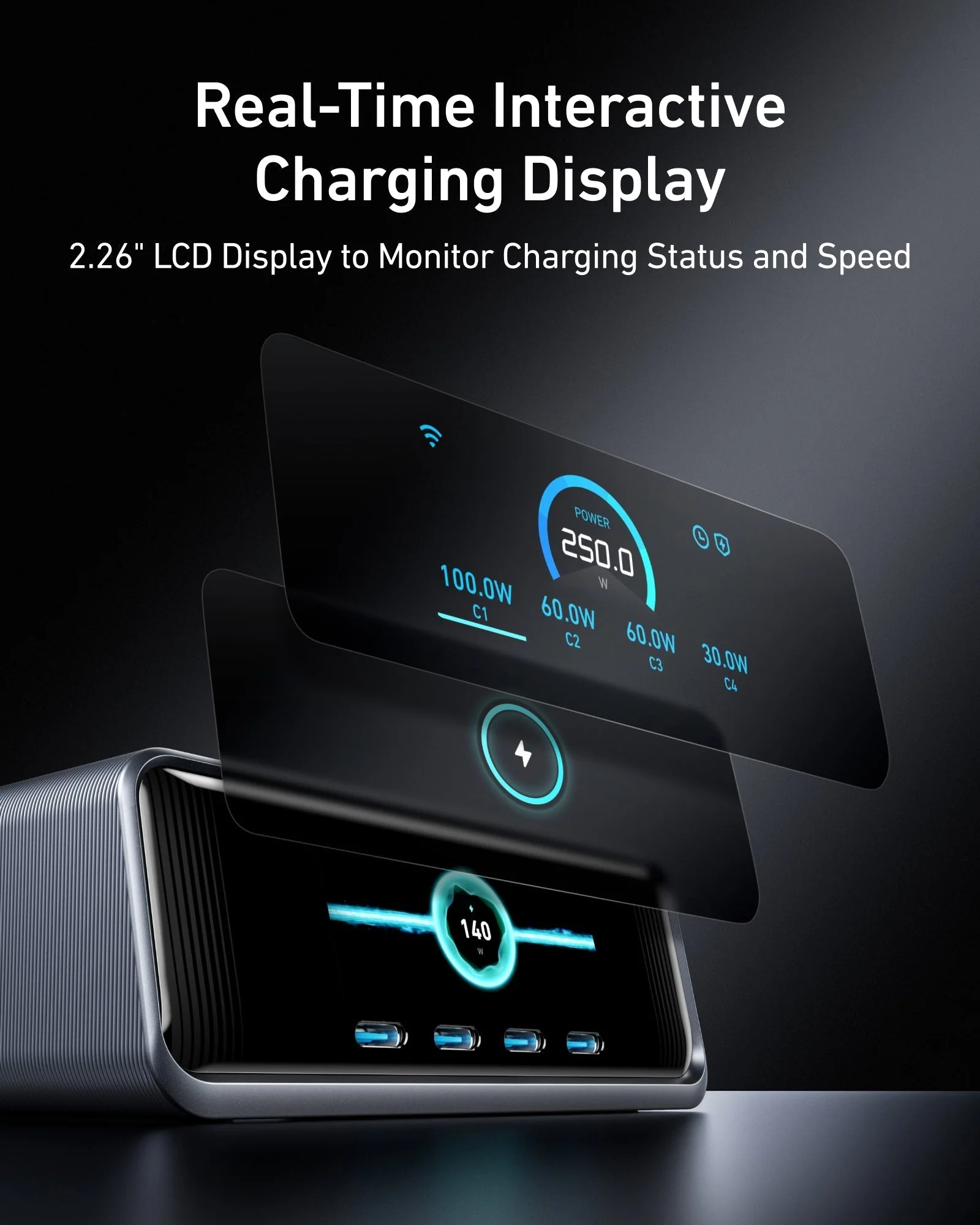 Anker Prime Charger (250W, 6 Ports, GaNPrime) with USB-C to USB-C Cable (240W) - Image 4