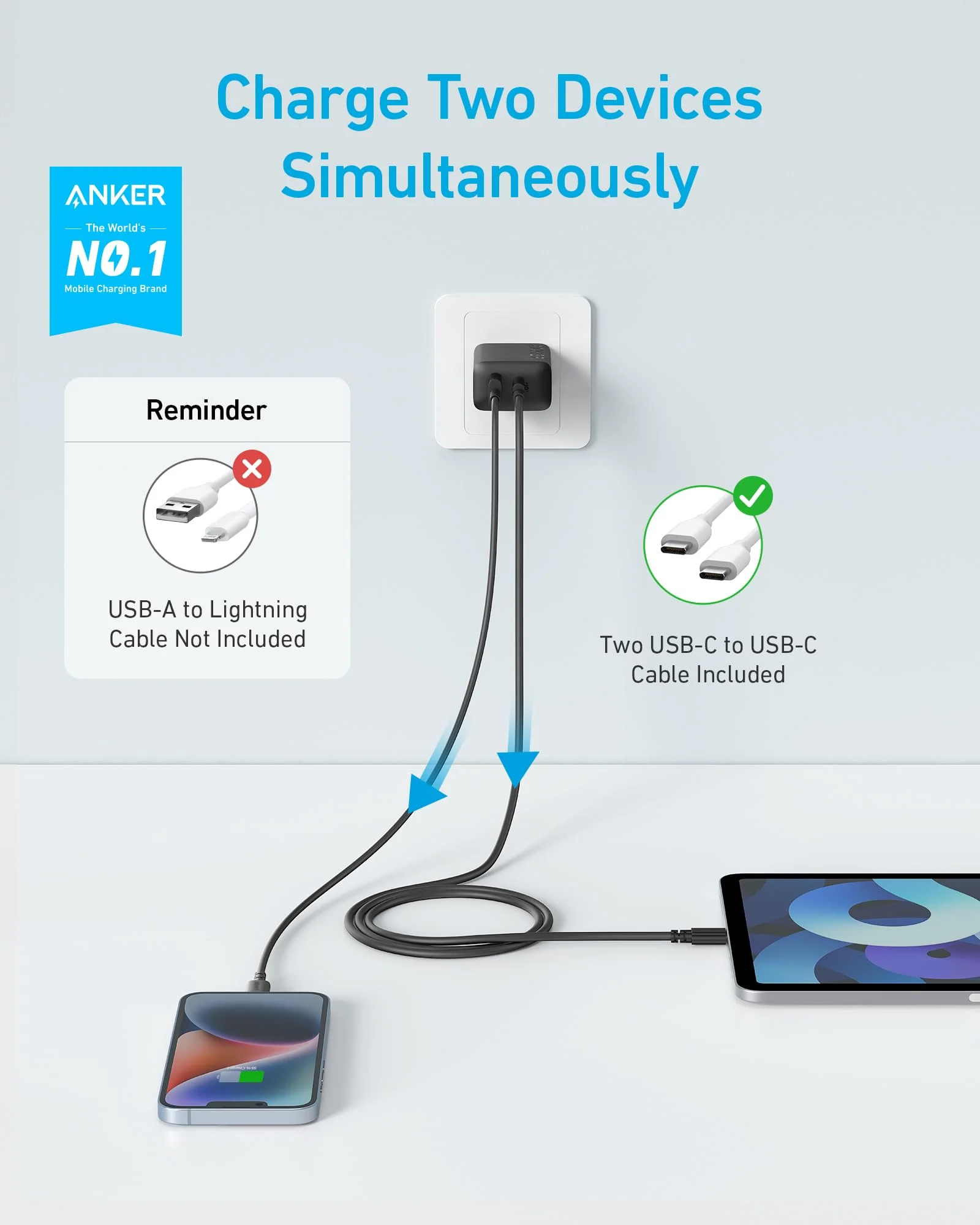 Refurbished Anker 20W Fast Wall Charger (2-Pack) - Image 2