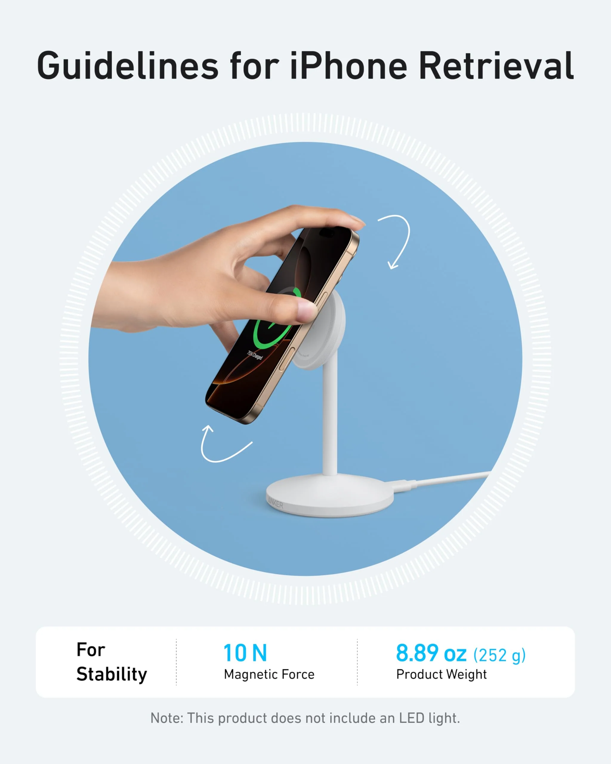 Anker MagGo Wireless Charger (Stand) with Adapter and Cable BOA - Image 12