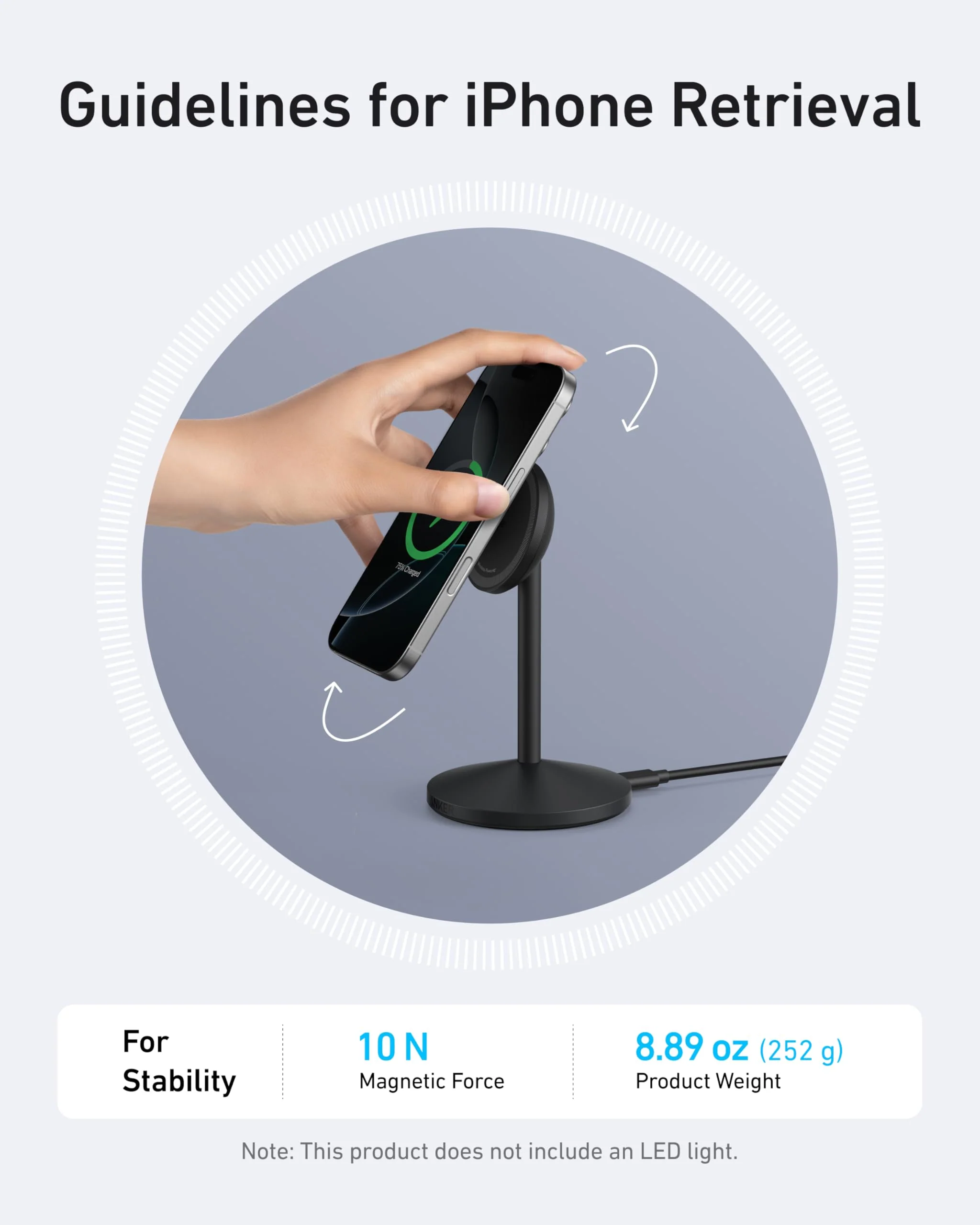 Anker MagGo Wireless Charger (Stand) with Adapter and Cable BOA - Image 6