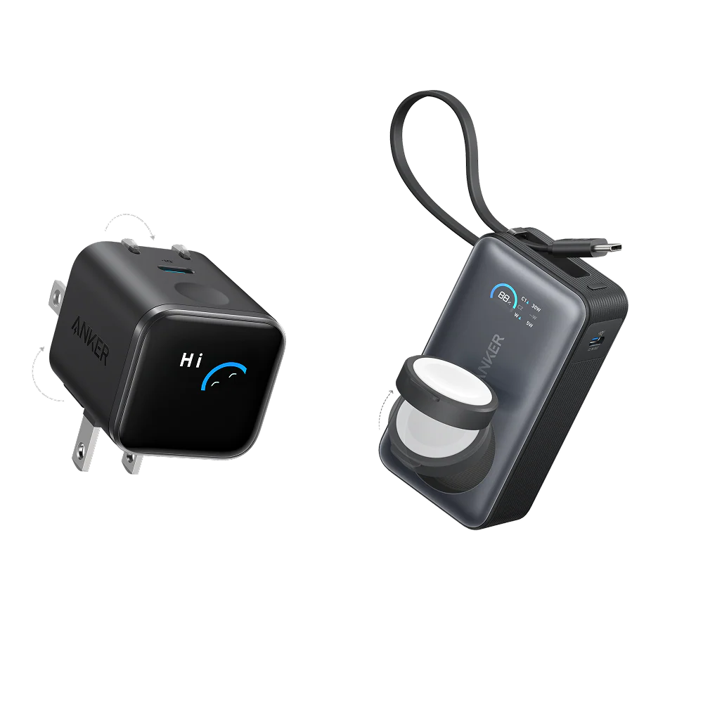 Anker MagGo Power Bank (10K, 35W, For Apple Watch) and Anker Nano Charger (45W, Smart Display, 180° Foldable)