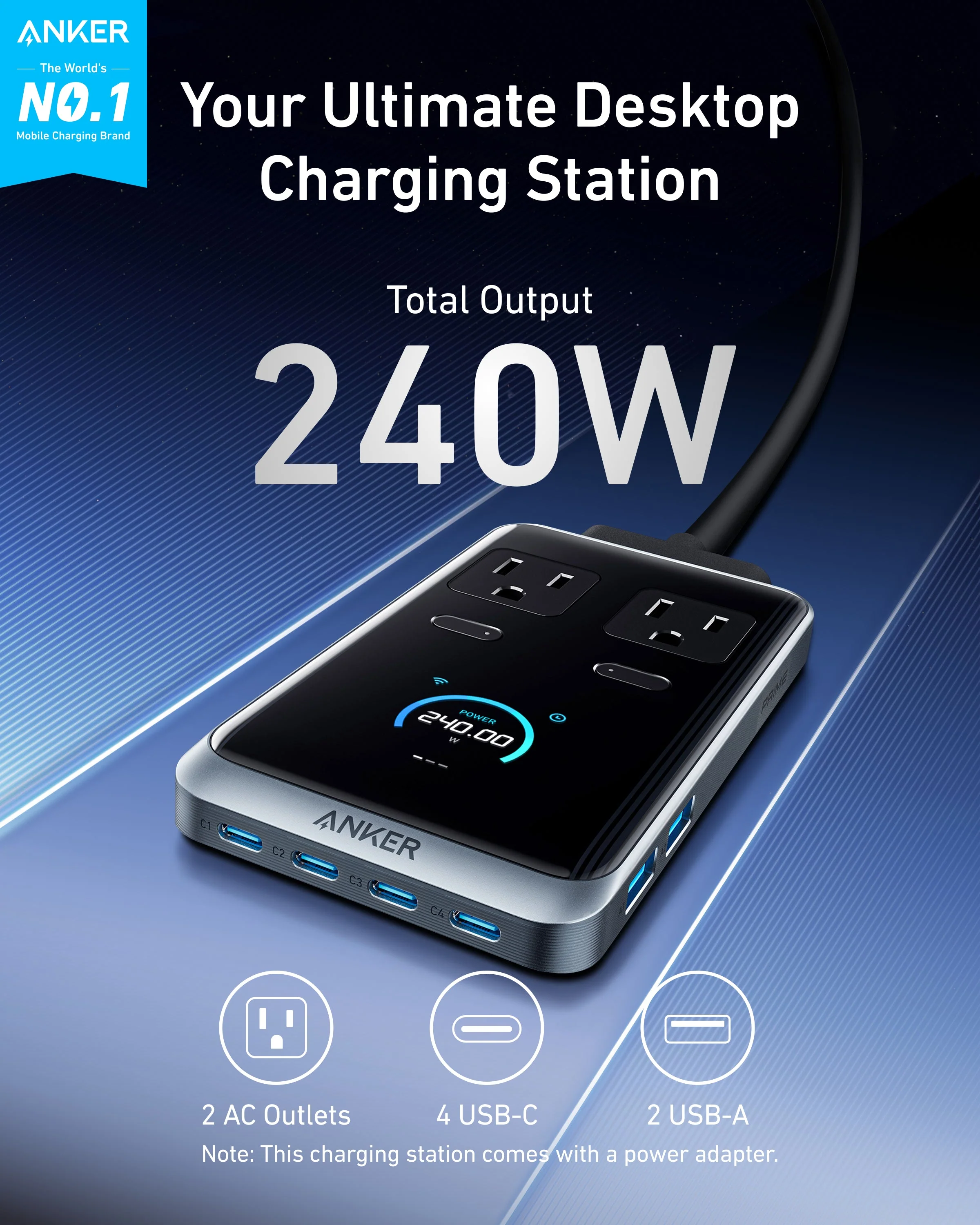 Anker Prime Charger (250W, 6 Ports, GaNPrime) and Charging Station (8-in-1, 240W) - Image 9