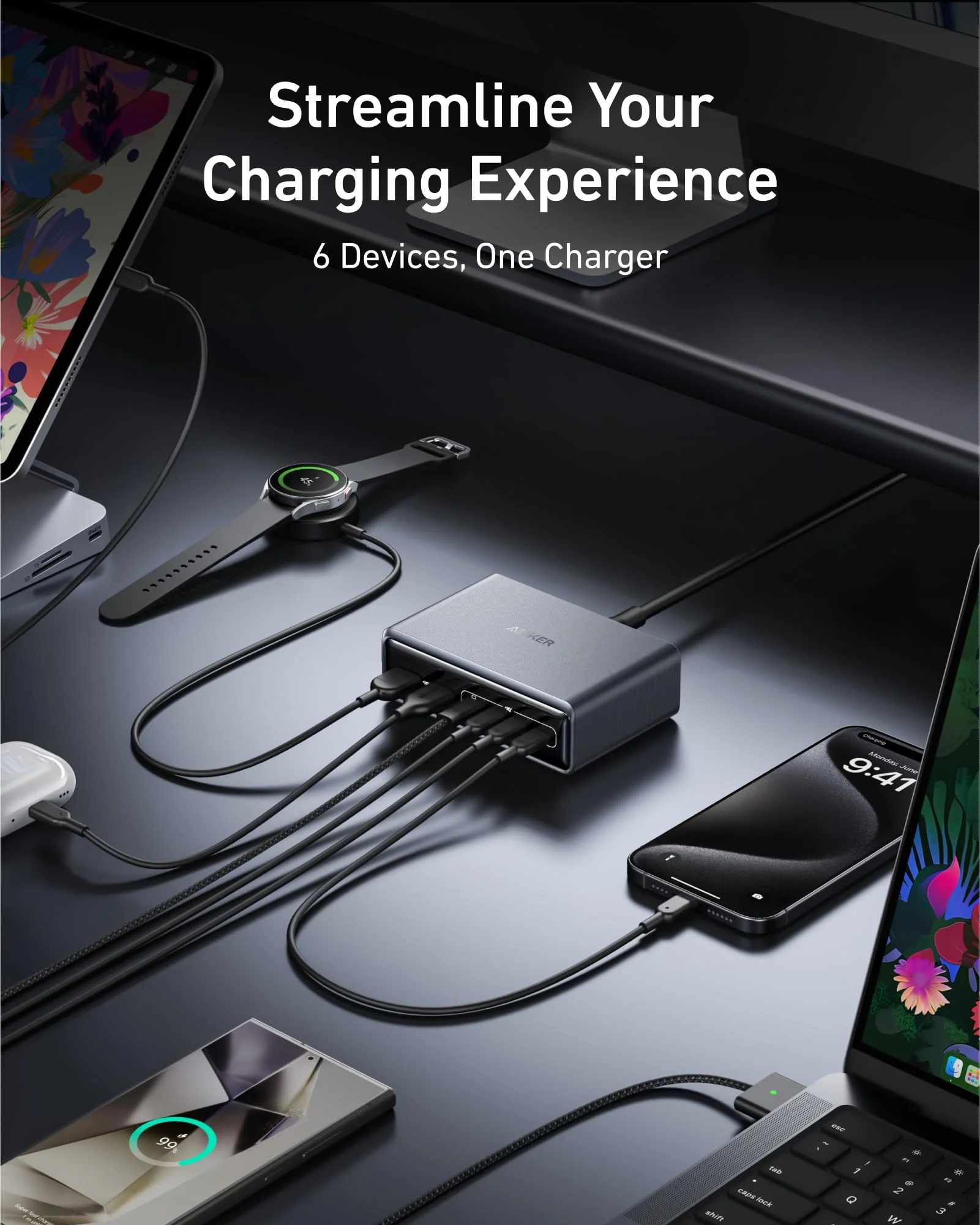 Anker Prime Charger (200W, 6 Ports, GaN)  and Anker Prime USB-C to USB-C Cable 240W - Image 6