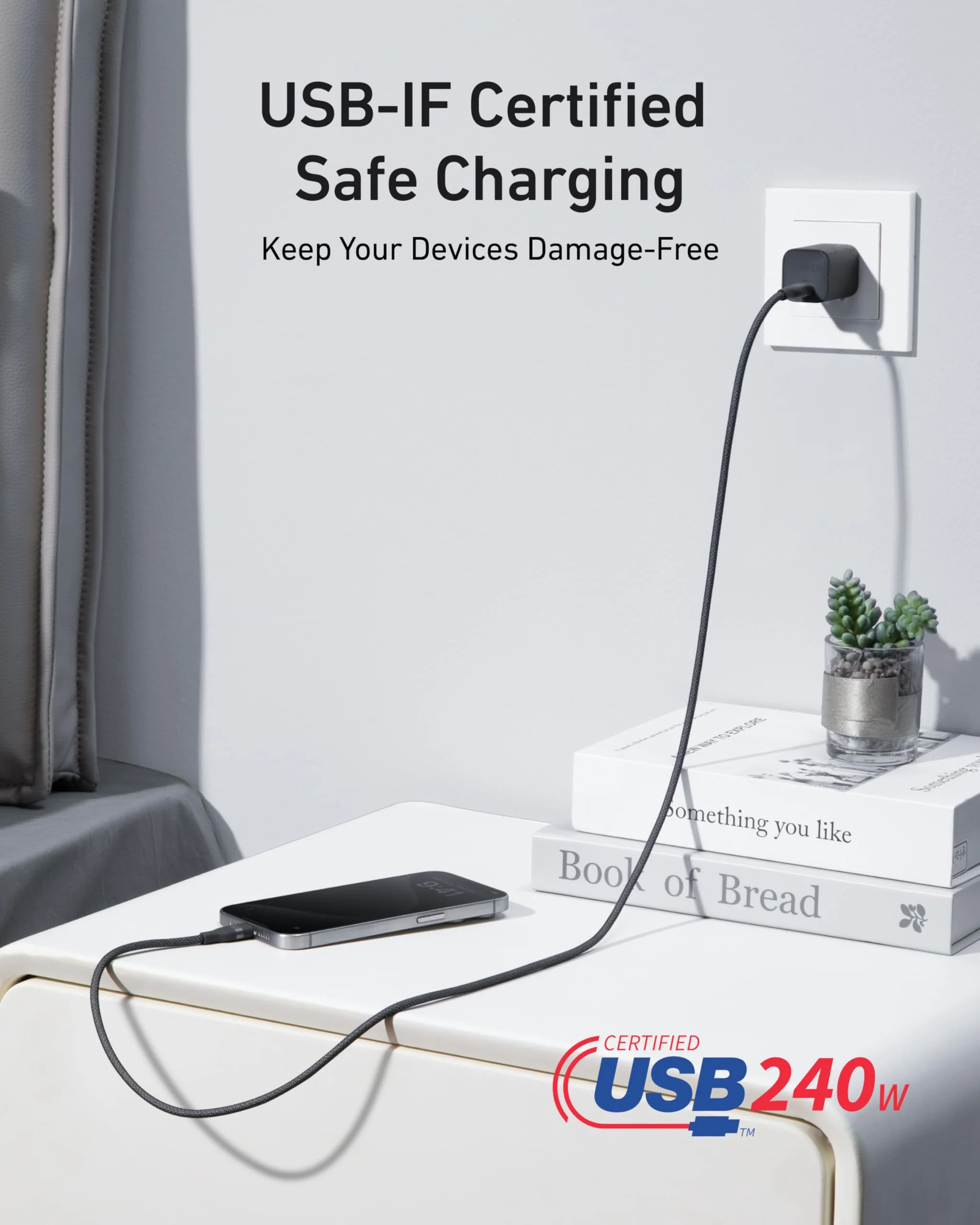 Anker Nano Charger (45W) with USB-C to USB-C Cable and Anker USB-C to USB-C Cable (6 ft, 240W, Upcycled-Braided) - Image 13