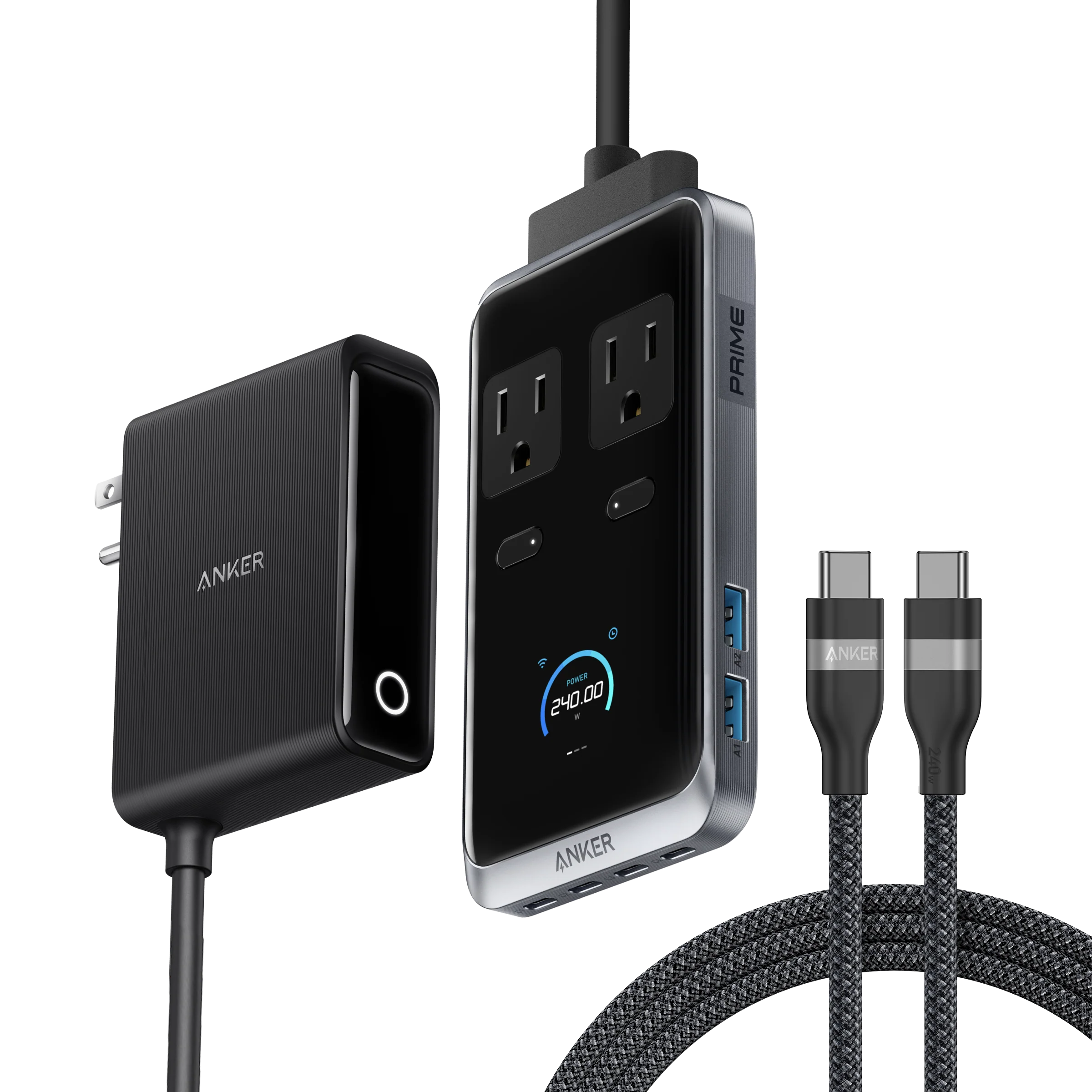 Anker Prime Charging Station (8-in-1, 240W) and USB-C to USB-C Cable (6 ft, 240W )