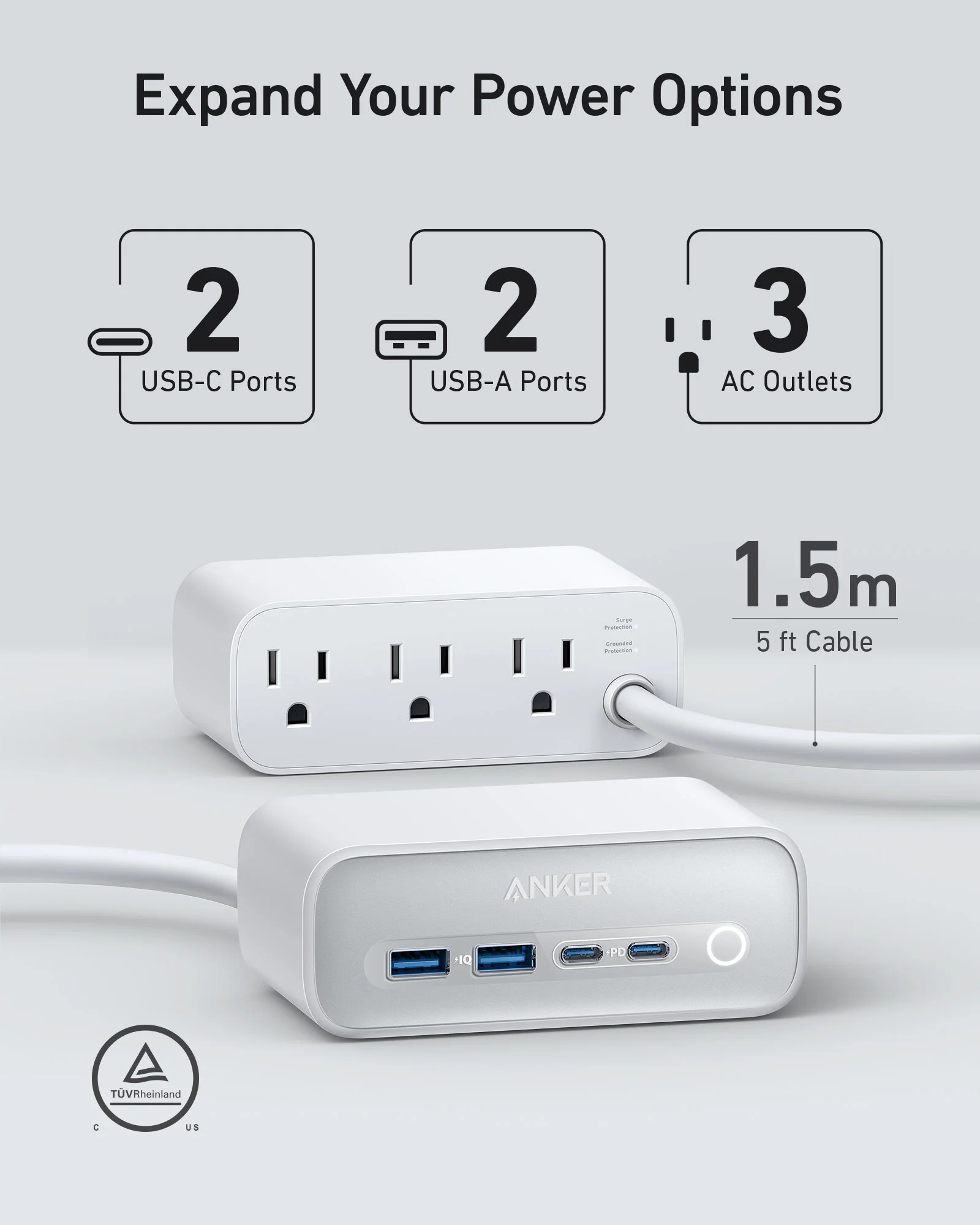 Anker 525 Charging Station and Anker USB-A to USB-C Cable (3 ft/6 ft, Upcycled-Braided) - Image 4